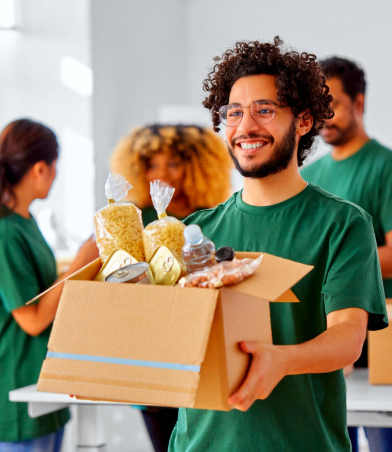 man carrying box